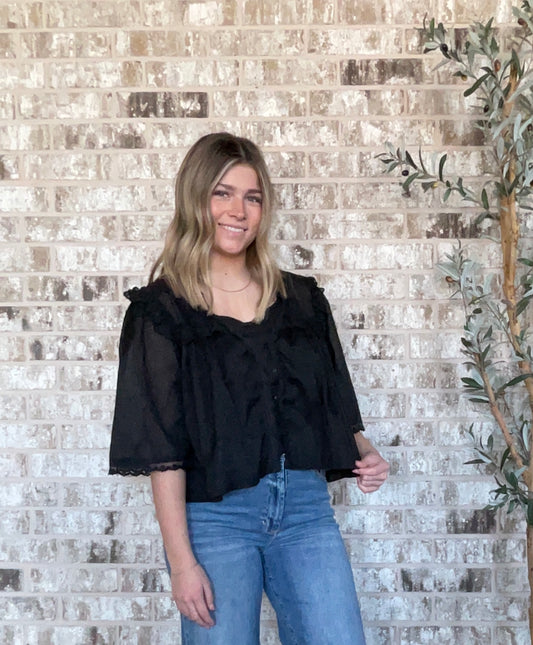Black Lace Trim Top