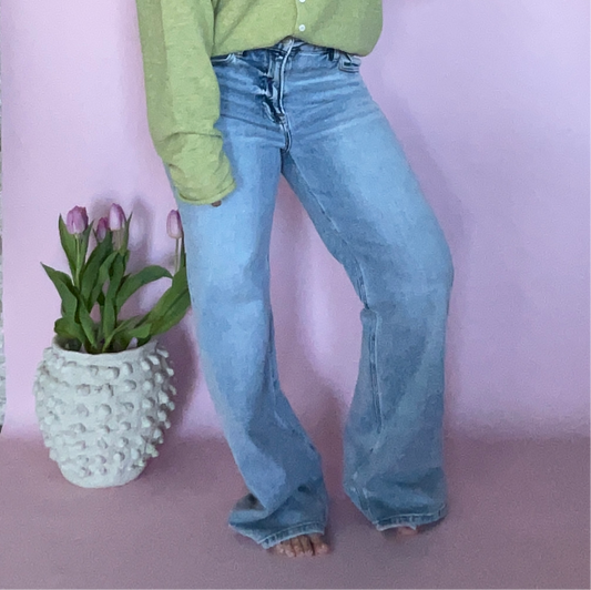 Risen High Rise Straight Wide Leg Jean