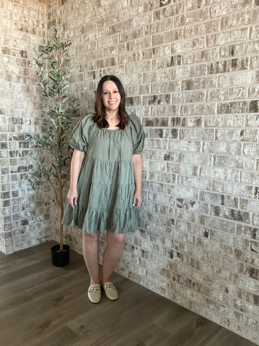 Green and ivory plaid Dress