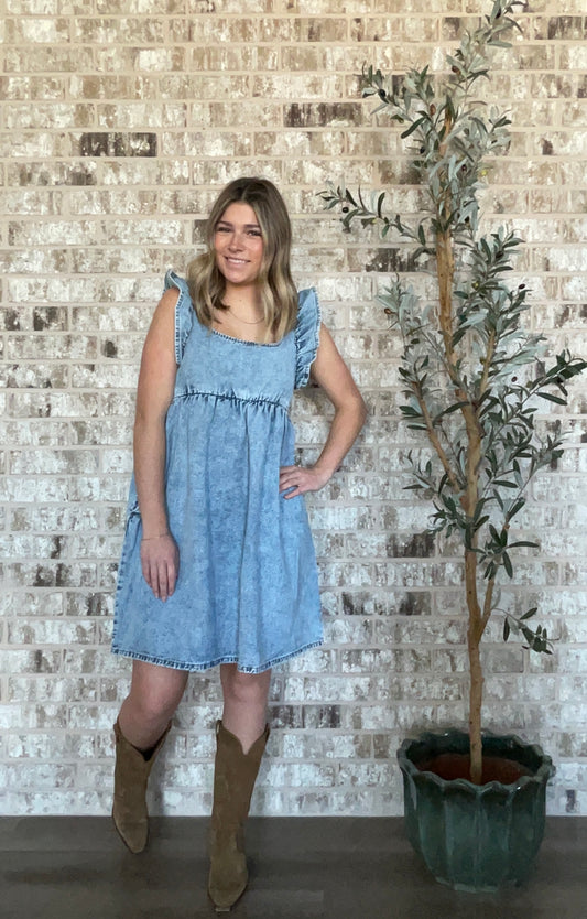 Ruffled Denim Dress