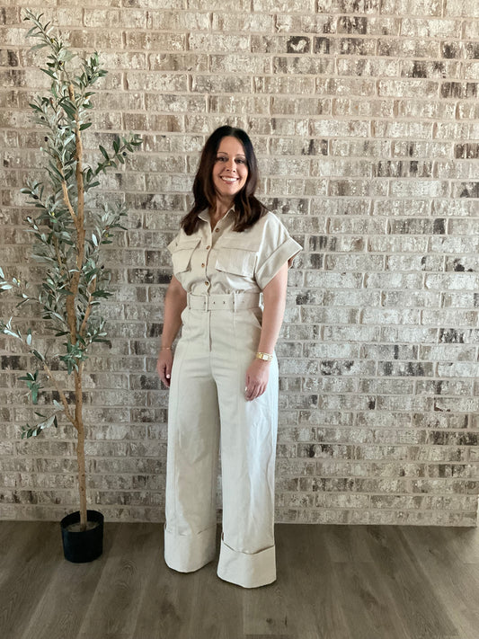 Cream Linen Jumpsuit